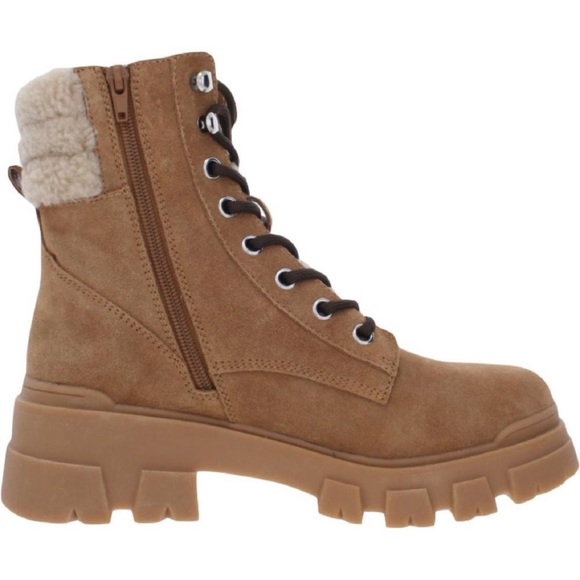 Marc Fisher Aboli Brown Suede Faux Fur Combat Ankle Boots Women’s Size 9.5 - Picture 7 of 16